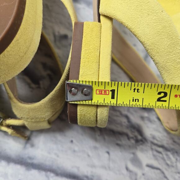 Sole Society Butter Yellow Pollie Flats Ankle Strap with Bow size 8.5M Kid Suede - Picture 16 of 16